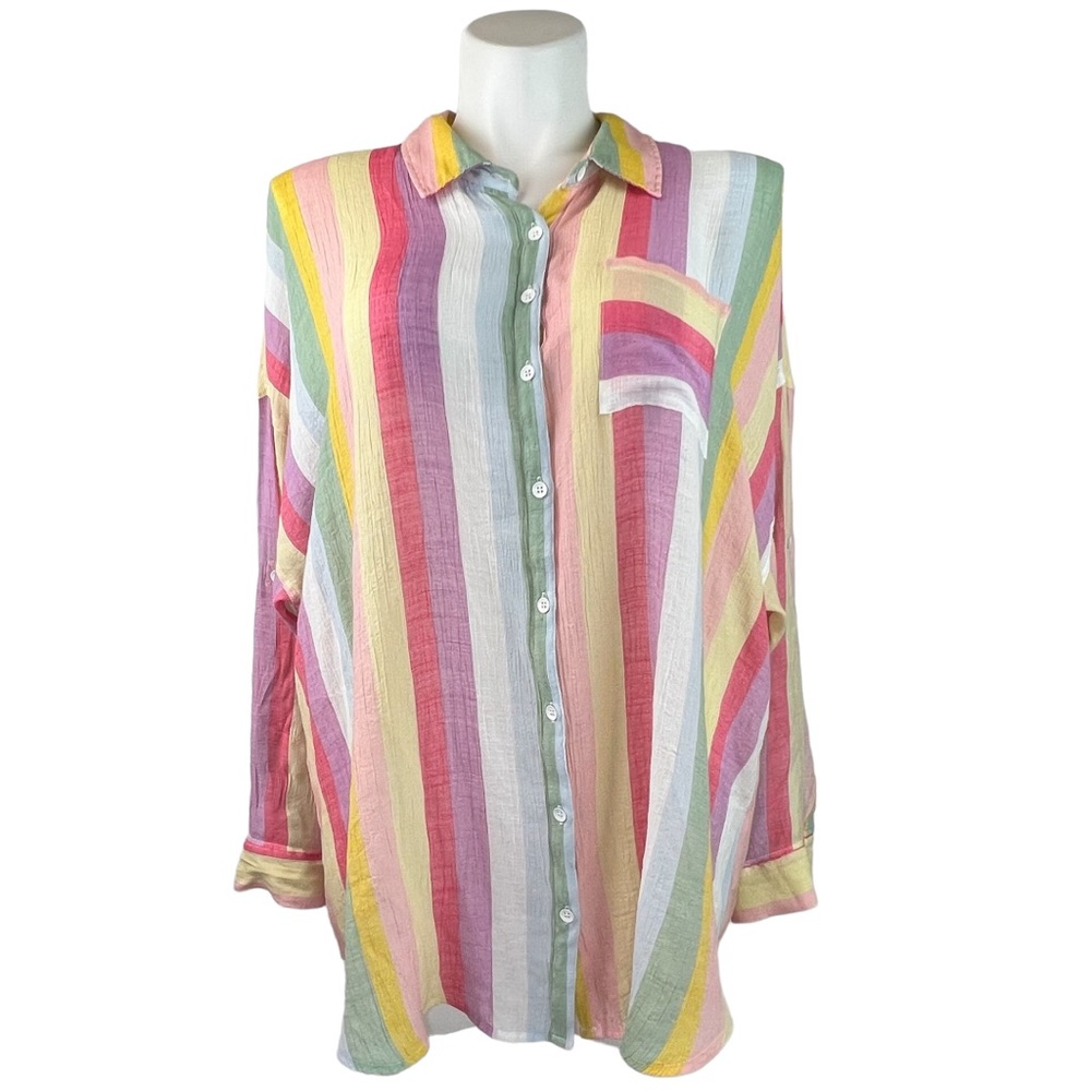 TORRID Button Front Roll Tab Sleeve Shirt Top 3 3X